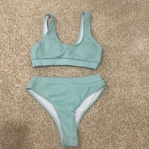 SHEIN ribbed high waisted bikini set